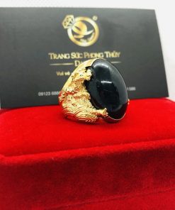 Nhẫn tứ Linh VÀNG 18K sapphire đen
