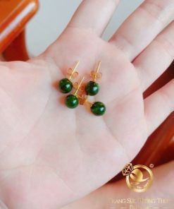 Bông tai ngọc Jade lên vàng phong thủy RIOGEMs chất chứa nhiều ý nghĩa