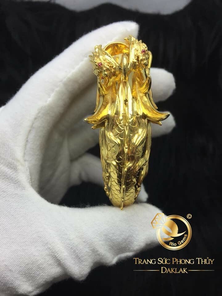 Mặt dây bọc móng Cọp đầu Rồng vàng sắc nét nhất (móng FAKE) thiết kế tại RIOGEMs