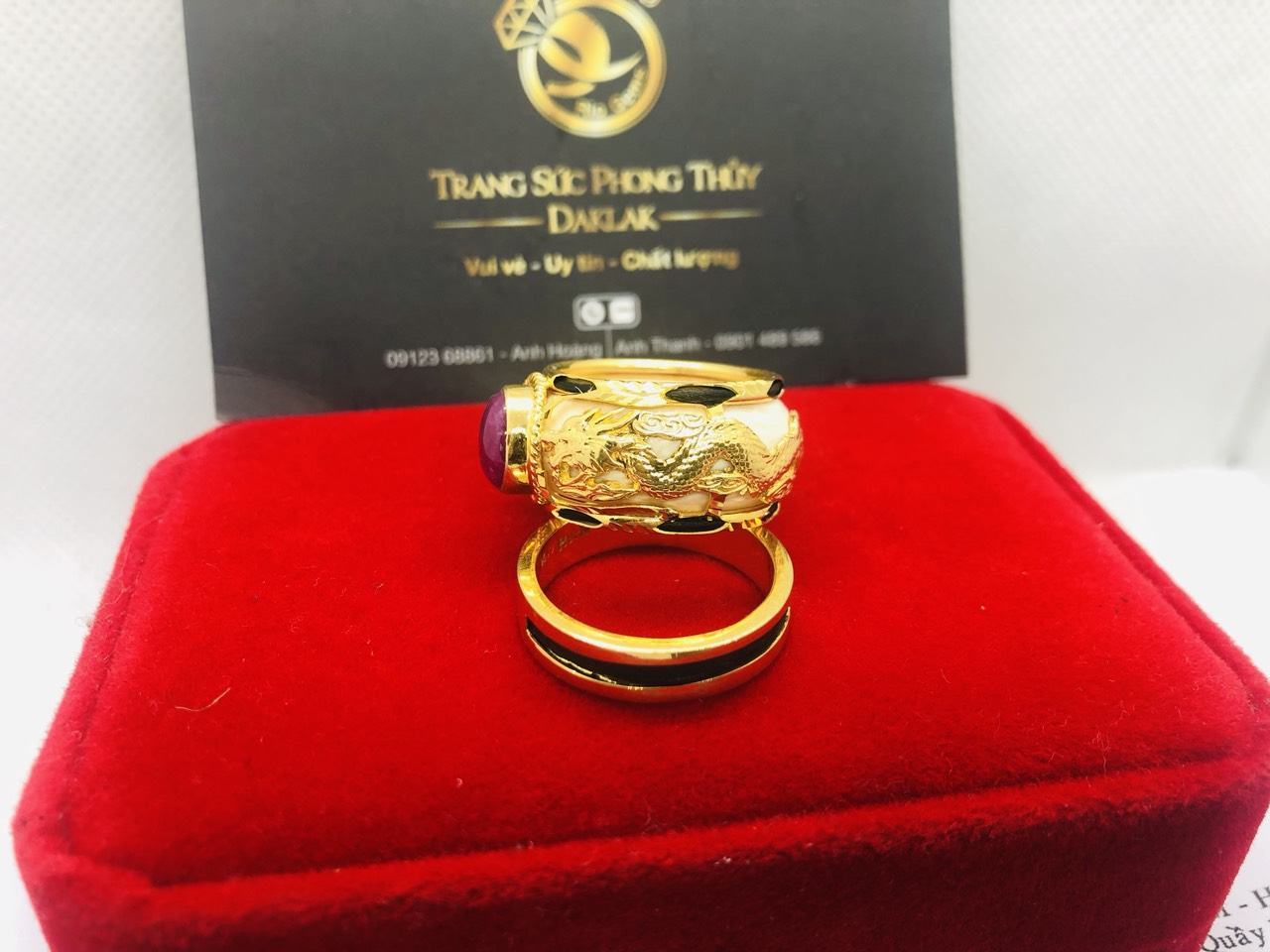 Nhẫn Rồng Rồng tranh ngọc Ruby Thái Lan vàng 18K may mắn