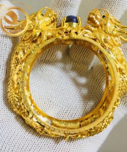 Vòng tay Rồng Rồng tranh ngọc Thạch Anh tóc vàng làm bằng vàng