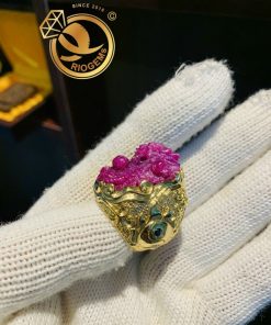 Nhẫn RỒng Ruby bọc vàng âm dương