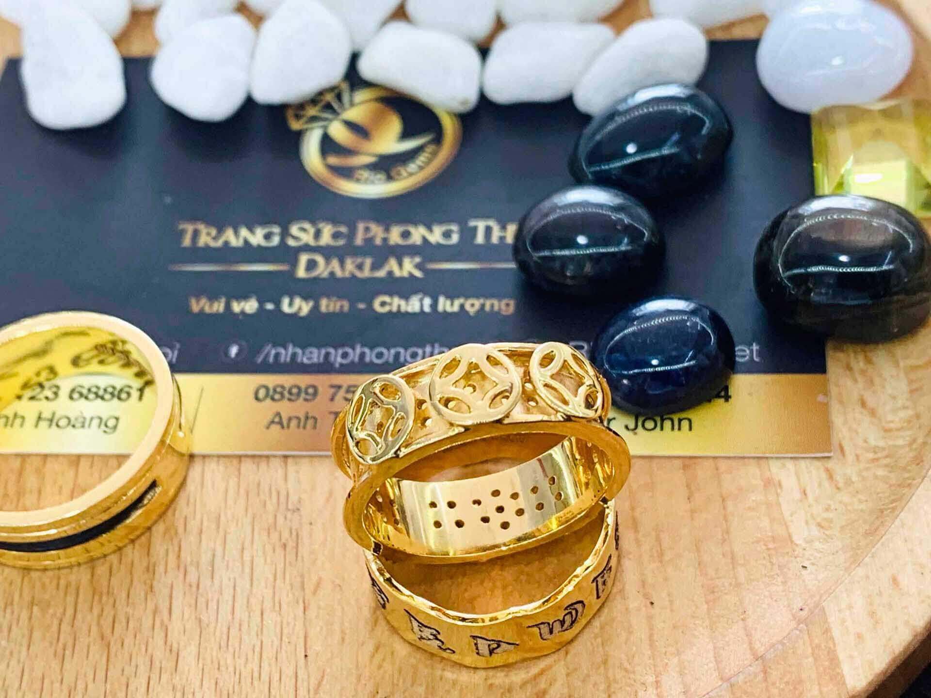 Nhẫn Nam vàng 18K đúc chữ Phúc Lộc Thọ nổi 3D hợp mệnh