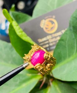 Nhẫn Lục Long vàng Mini chầu Ngọc Ruby - Đeo ngón út thiết kế và gia công tại Riogems