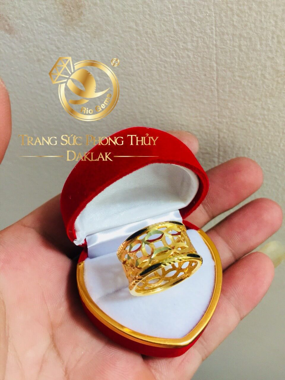 Nhẫn Kim Tiền Nam vàng 18K 75% - Bảng 15mm (lông FAKE) đơn giản