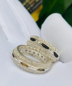 Cặp nhẫn bạc 2 hàng đá trắng giá trị và sang trọng