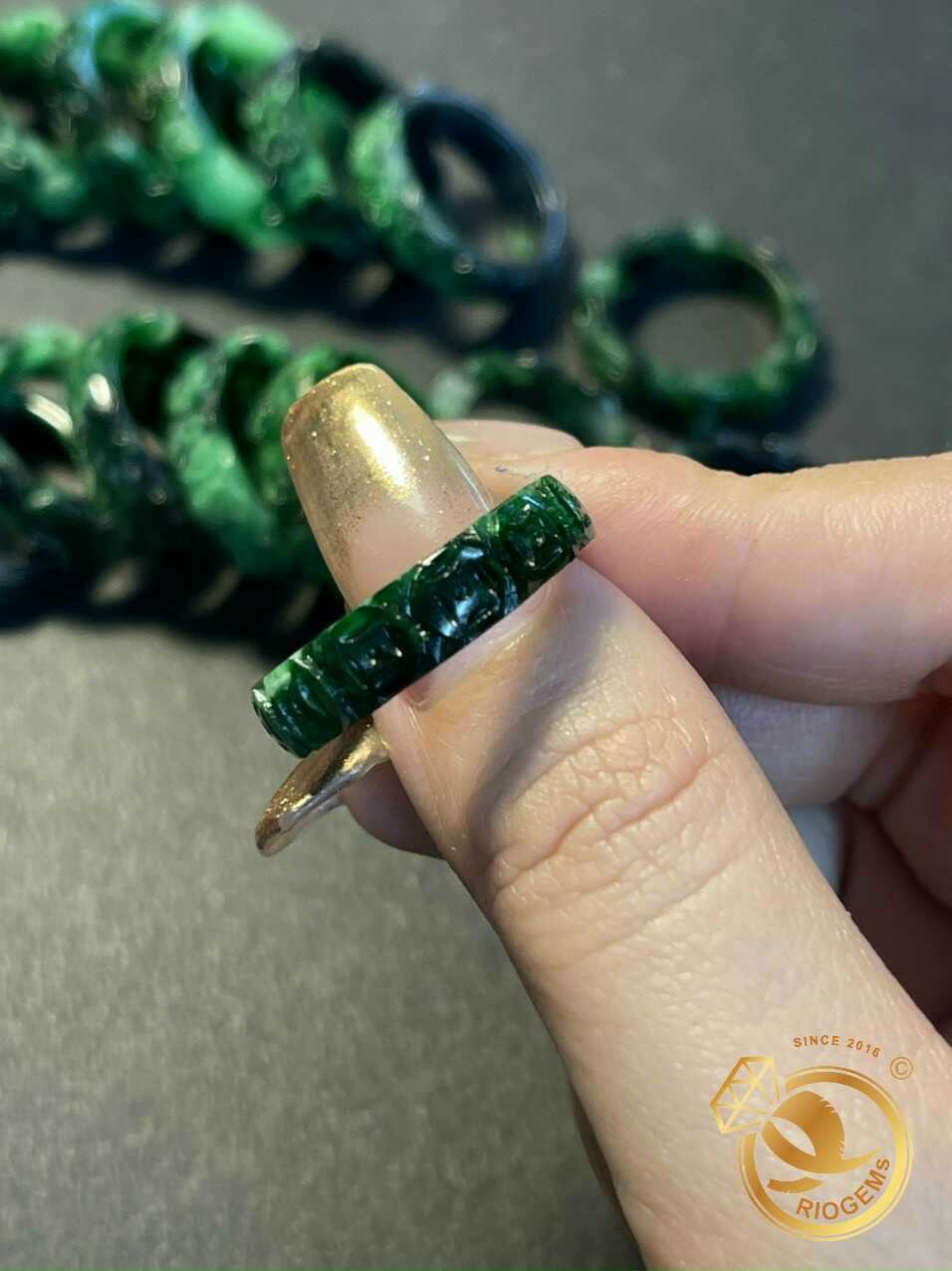 Nhẫn nữ đá Cẩm thạch thiên nhiên Vàng 14K | Jade Ring | AME Jewellery