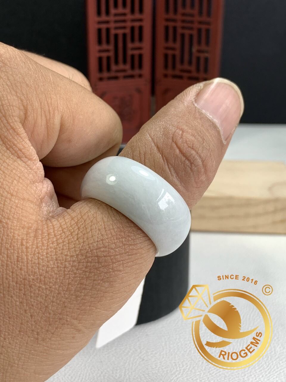 Nhẫn ngọc Cẩm Thạch TỰ NHIÊN 100% bảng bo 12mm (Jadeite A) đẹp