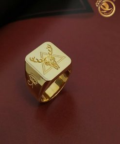 Nhẫn signet nam vàng 18K khắc hình tuần lộc