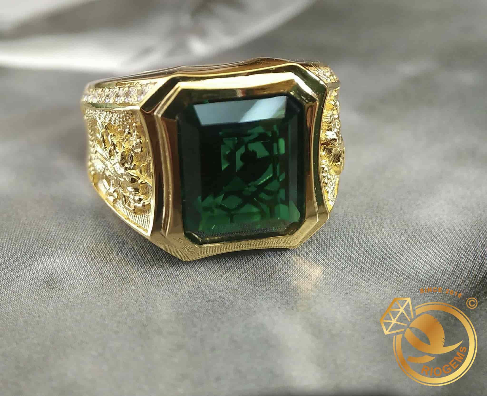 Nhẫn rồng VÀNG 18K đính đá Emerald vuông Riogems