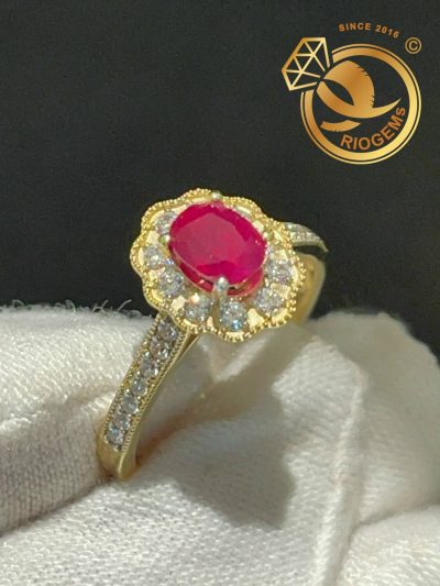 Nhẫn Vàng Nữ Ruby thiên nhiên Facet