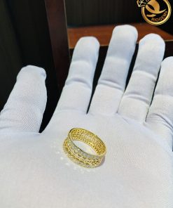 nhẫn kim tiền vàng đính đá