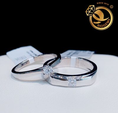 Cặp nhẫn cưới VÀNG TRẮNG 18K