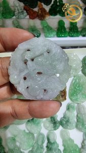 Mặt Ngọc Bội ngọc PHỈ THÚY Jade thiên nhiên khắc hình Rồng