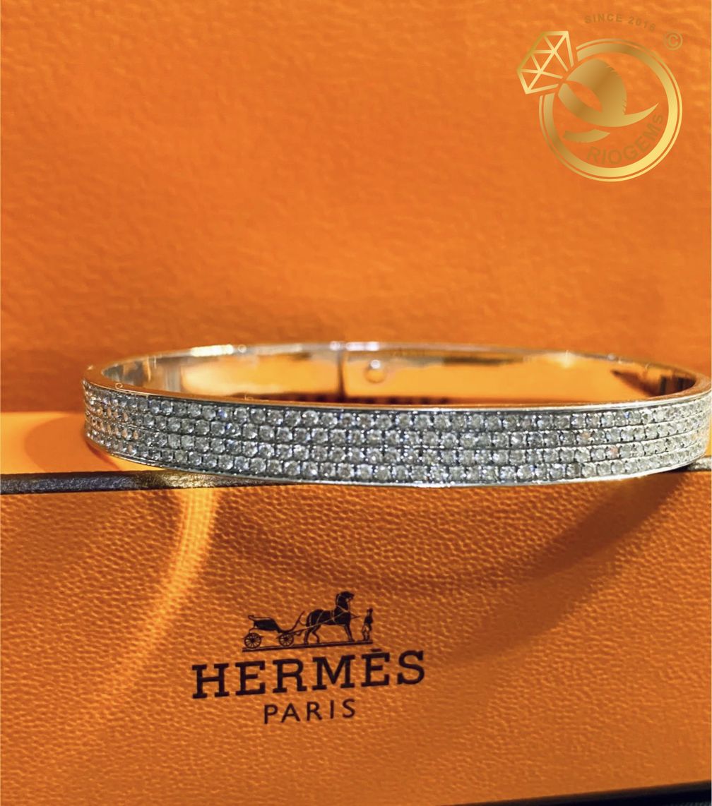 Vòng tay Hermes VÀNG Ý đính full KIM CƯƠNG TỰ NHIÊN