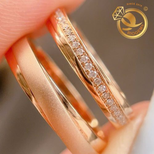 Nhẫn cặp VÀNG Ý 750 đính KIM CƯƠNG TỰ NHIÊN