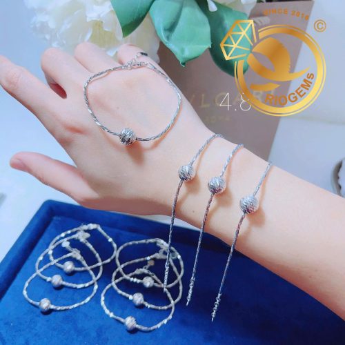 z6990631812866 4f44ebfbf0001b8948637157b79c1e7b Lắc tay Vàng Ý Trắng phối hạt bi tròn tinh tế 5.5g