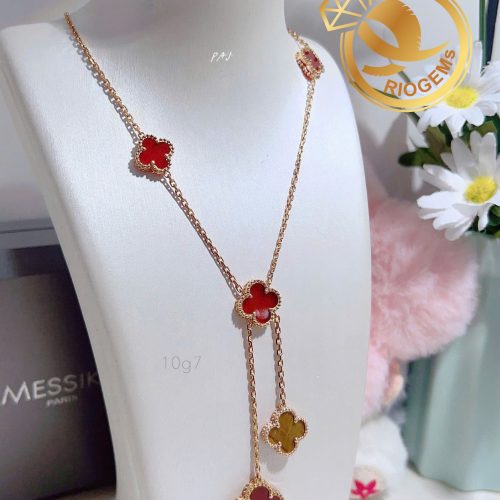 z7116607896126 2db8a99cca234900dd4451ed11b8710b Dây chuyền vàng Ý cỏ 4 lá đính đá may mắn phong thủy